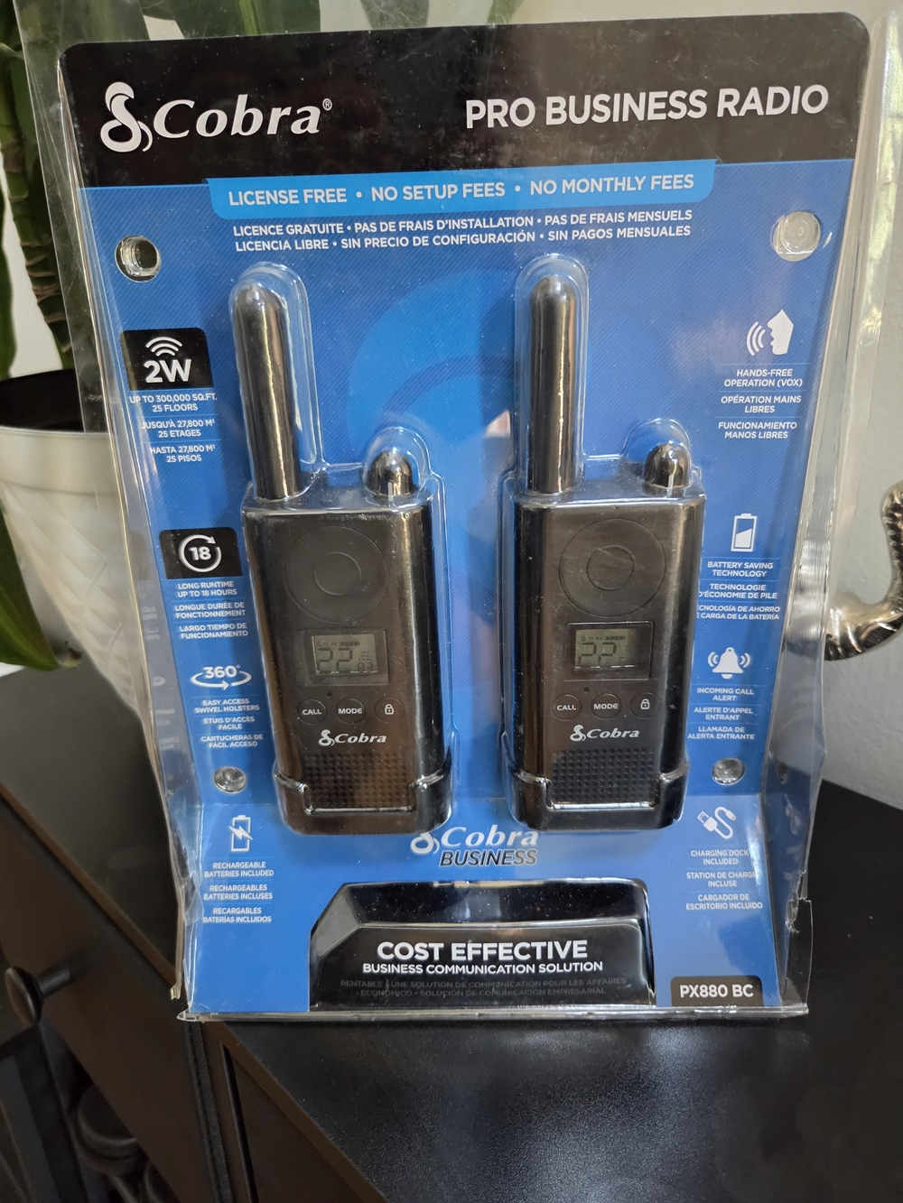 Cobra PX880 Walkie Talkies Pro Business Two-Way Radios (Pair), Black